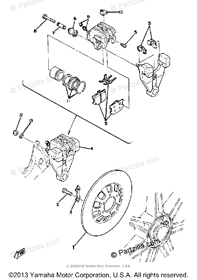 Yamaha Motorcycle 1980 Oem Parts Diagram For Rear Brake