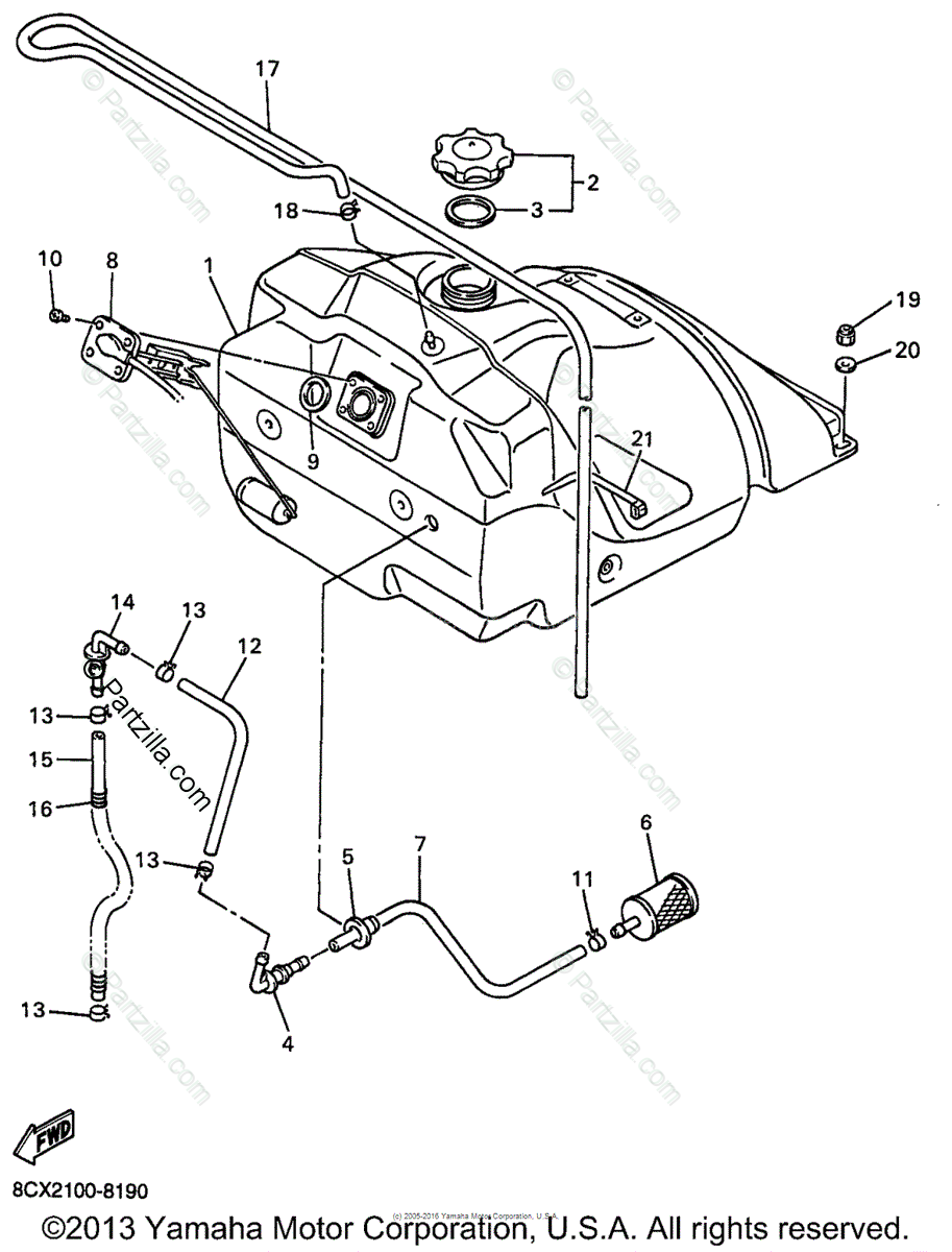 Yamaha Snowmobile 1998 Oem Parts Diagram For Fuel Tank