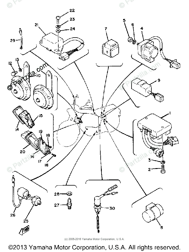 Yamaha Motorcycle 1980 OEM Parts Diagram for Electrical - 2 | Partzilla.com