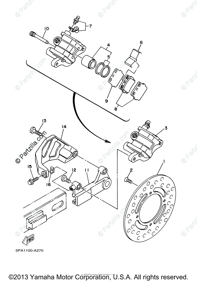 Yamaha Motorcycle 2003 Oem Parts Diagram For Rear Brake
