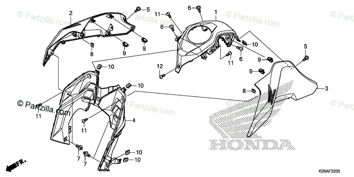 Honda Motorcycle 2020 Oem Parts Diagram For Shroud