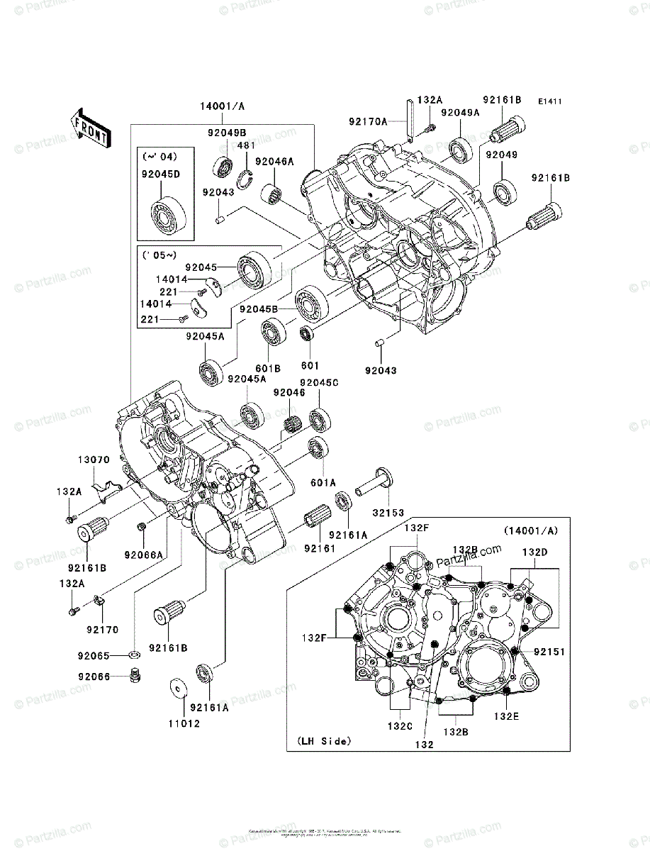 Kawasaki ATV 2005 OEM Parts Diagram for Crankcase | Partzilla.com