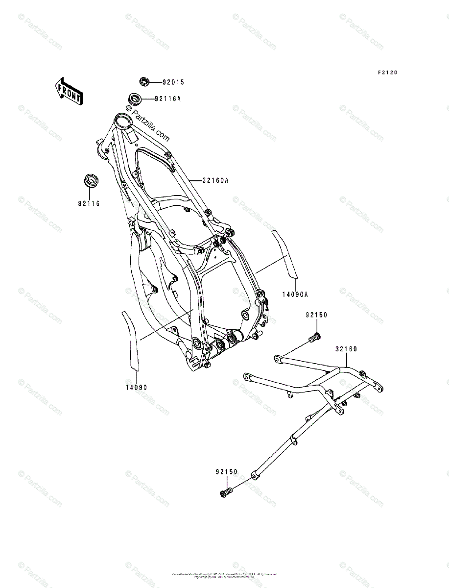Kawasaki Motorcycle 1996 OEM Parts Diagram for Frame | Partzilla.com