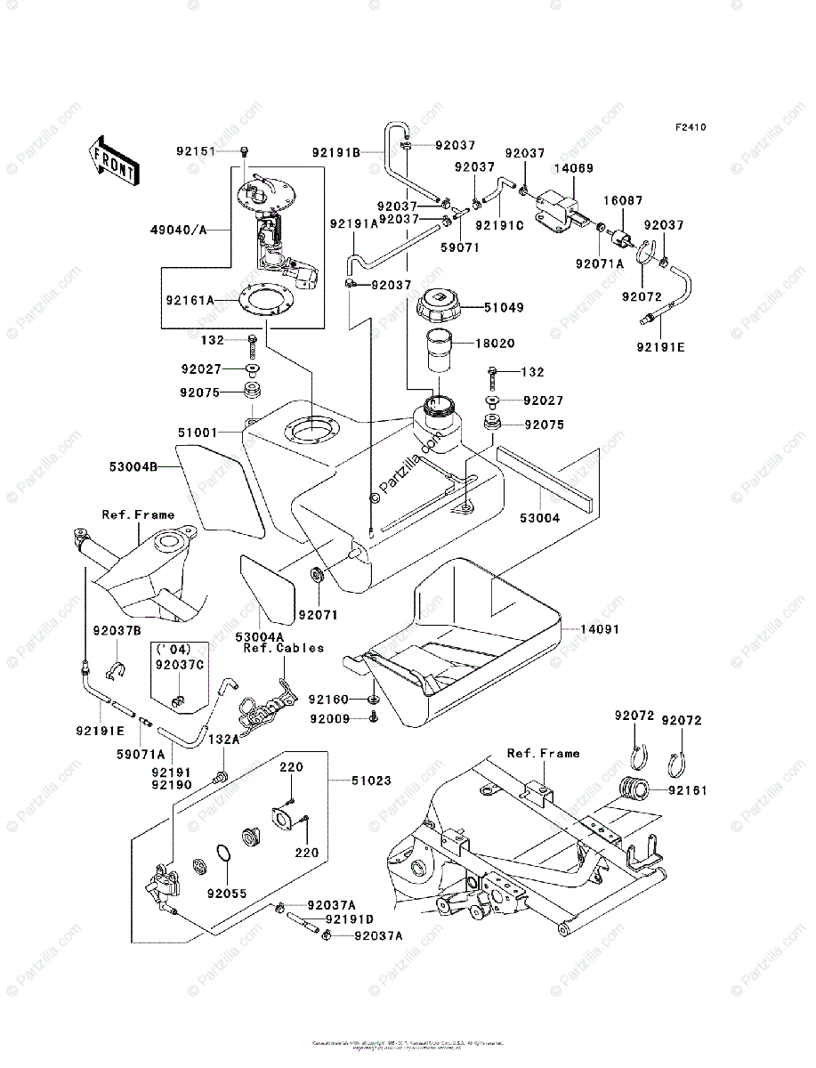 Kawasaki Atv 2004 Oem Parts Diagram For Fuel Tank
