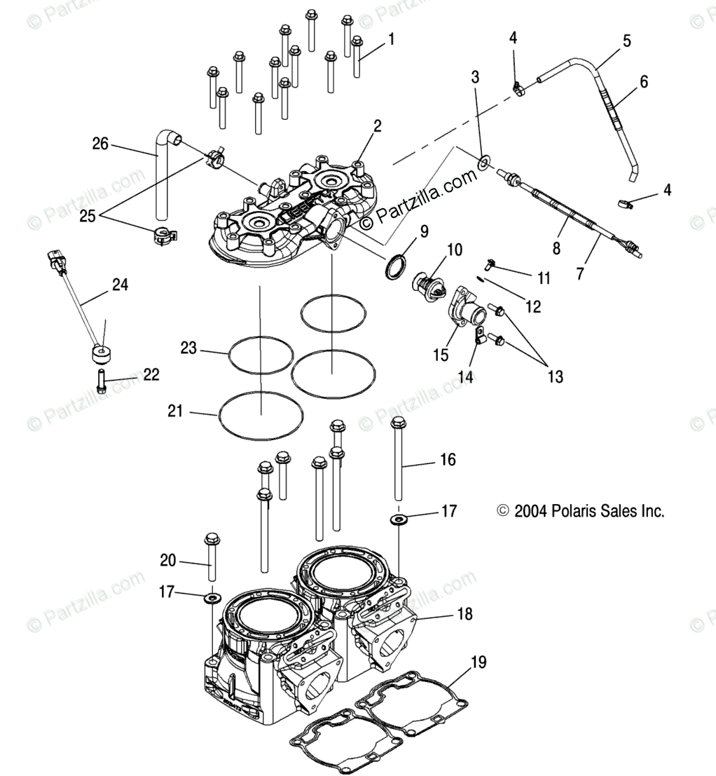 Polaris Snowmobile 2005 OEM Parts Diagram for Cylinder /Dsa/Dsb/Dsc ...