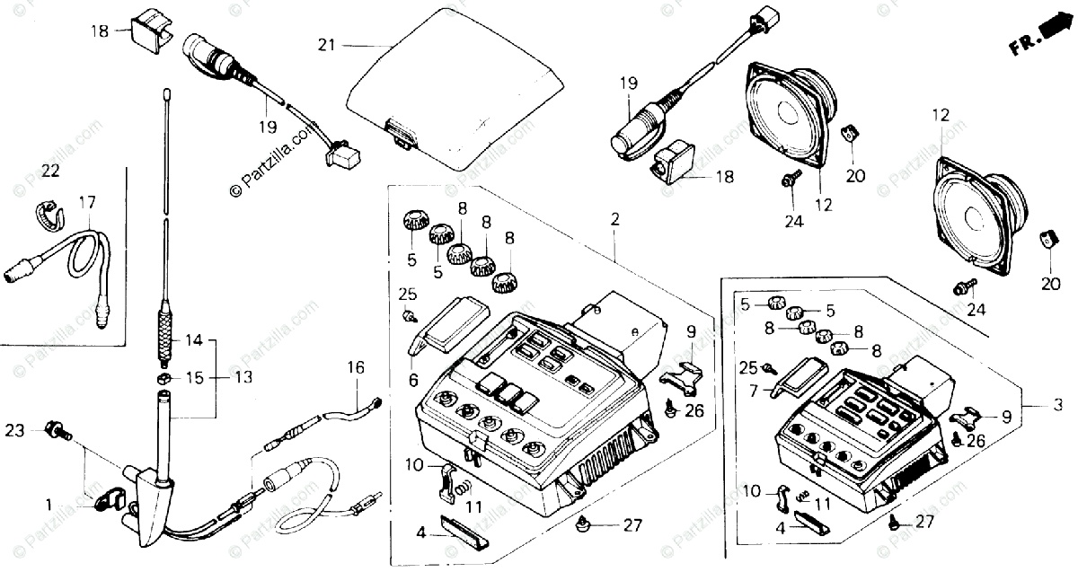 Honda Motorcycle 1990 Oem Parts Diagram For Radio Cassette