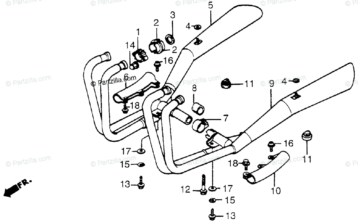 Honda Motorcycle 1985 OEM Parts Diagram for MUFFLER | Partzilla.com