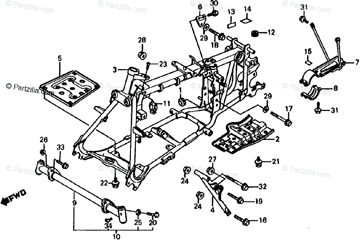 Honda Atv 1985 Oem Parts Diagram For Frame