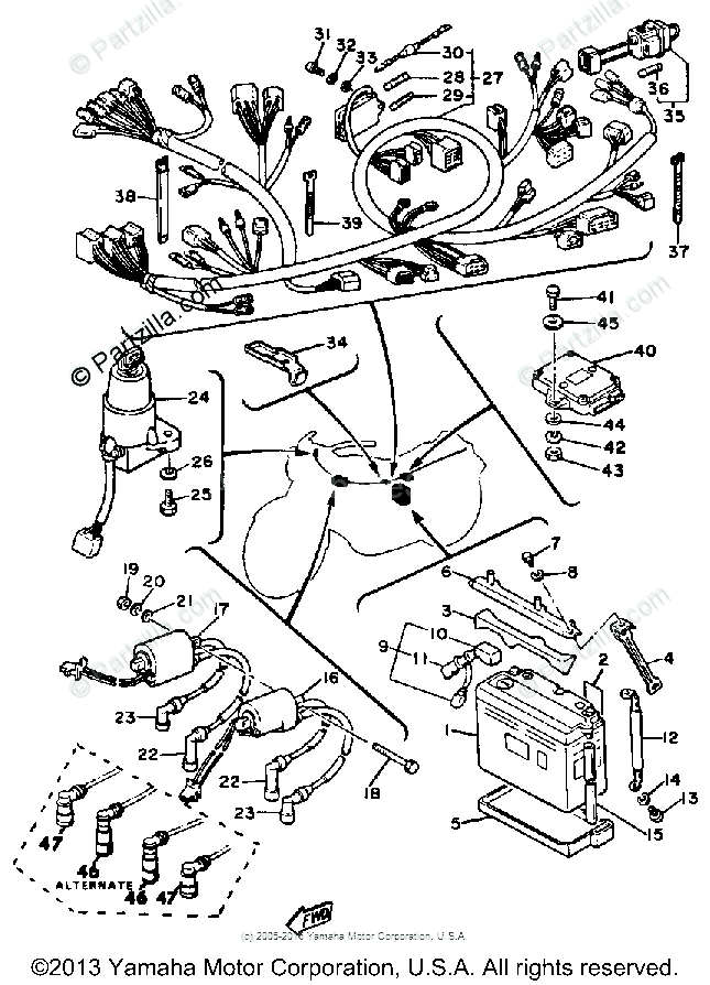Yamaha Motorcycle 1981 OEM Parts Diagram for Electrical - 1 | Partzilla.com