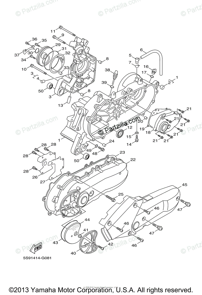 Yamaha Scooter 2011 Oem Parts Diagram For Crankcase