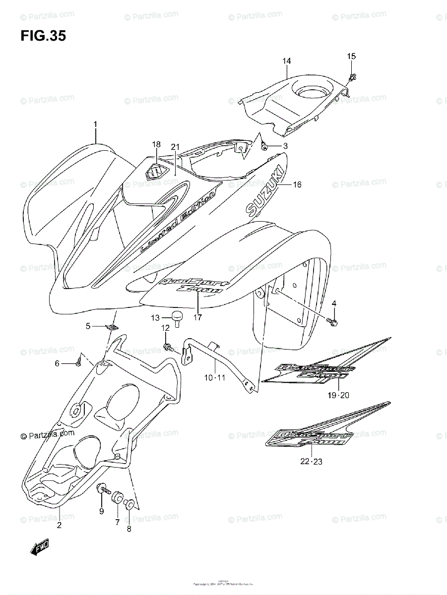 Suzuki Atv 2003 Oem Parts Diagram For Front Fender  Model