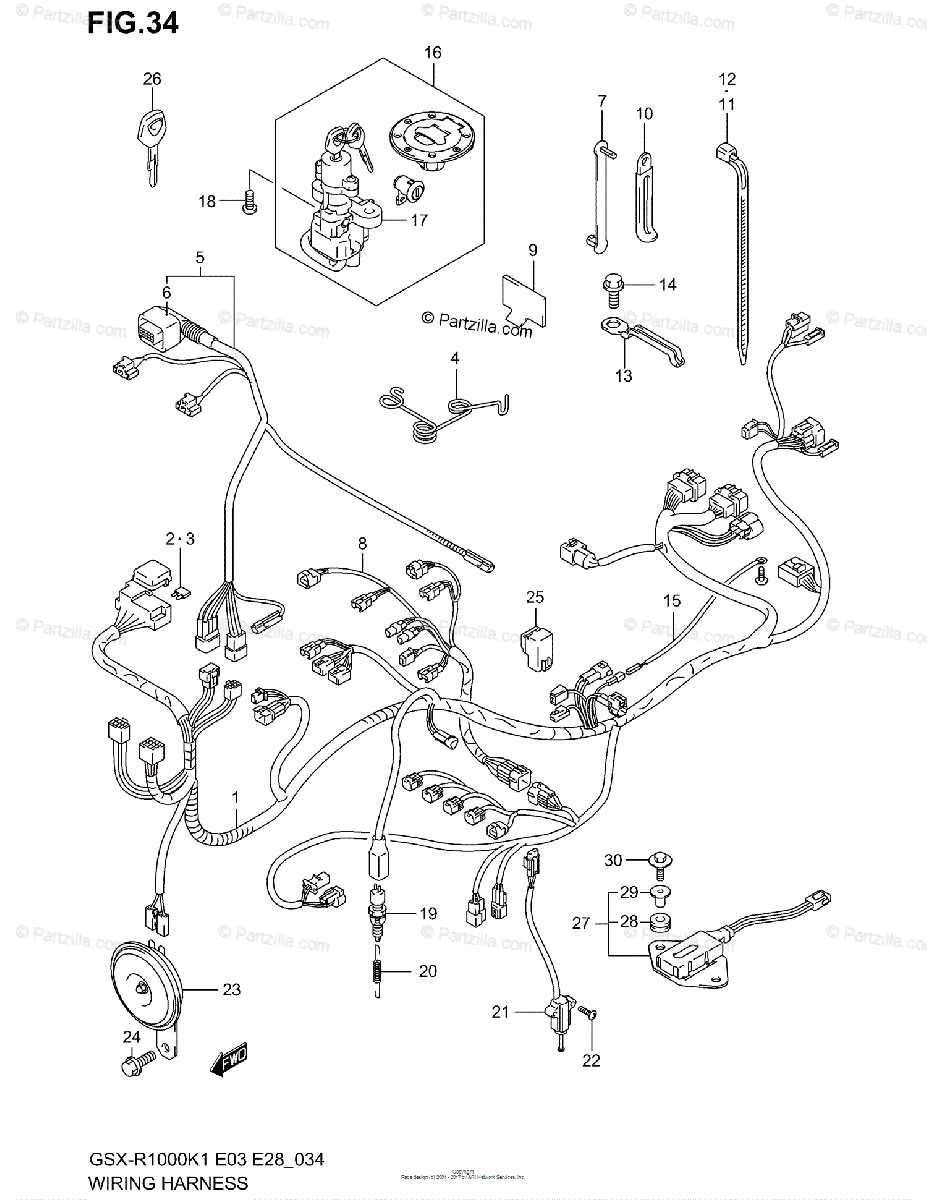 Suzuki Motorcycle 2001 OEM Parts Diagram for WIRING HARNESS | Partzilla.com