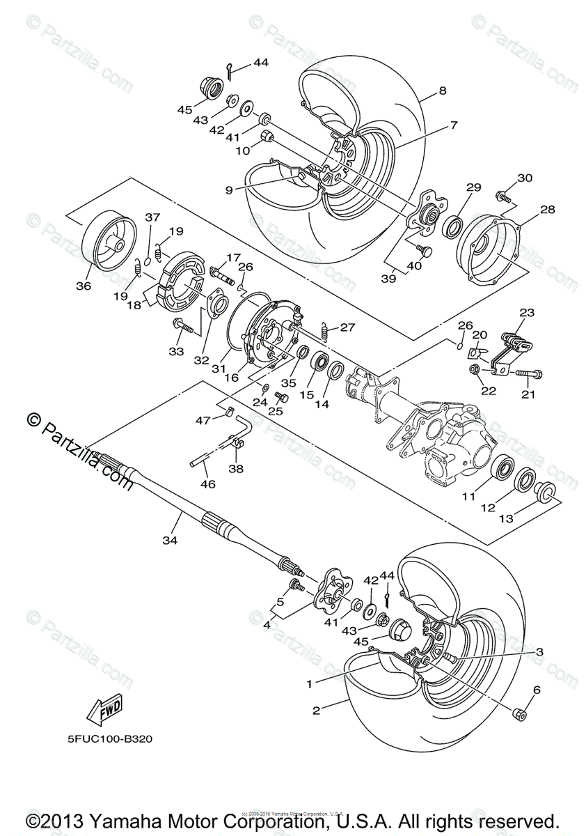 Yamaha ATV 2003 OEM Parts Diagram for REAR WHEEL | Partzilla.com
