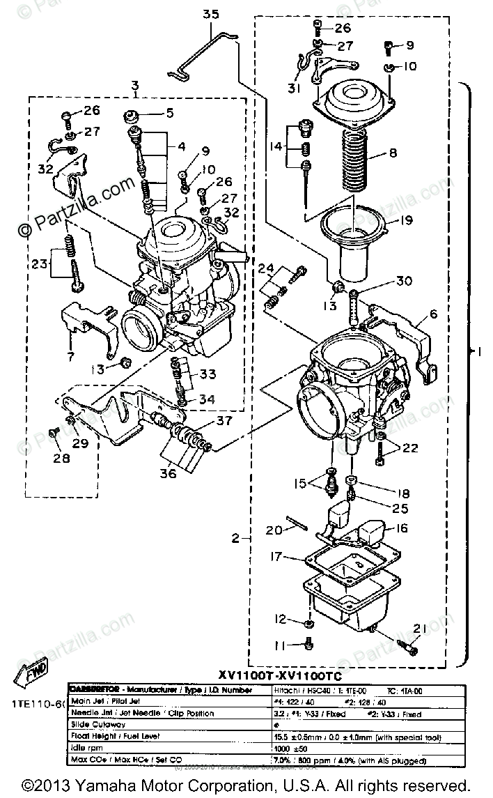 Yamaha Motorcycle 1986 Oem Parts Diagram For Carburetor