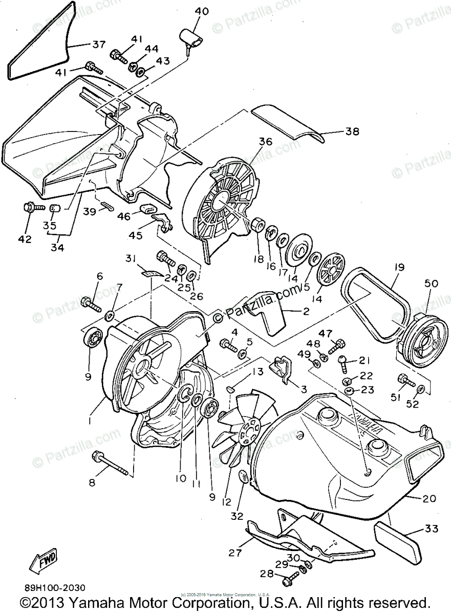 Yamaha Snowmobile 1994 Oem Parts Diagram For Air Shroud