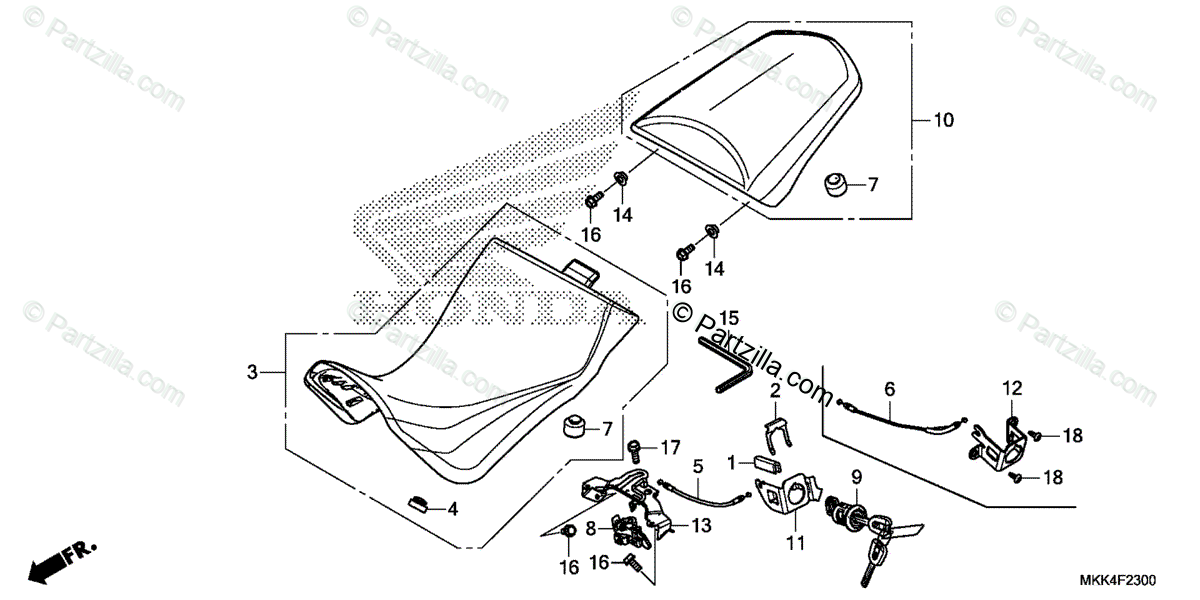 Honda Motorcycle 2019 OEM Parts Diagram for Seat | Partzilla.com
