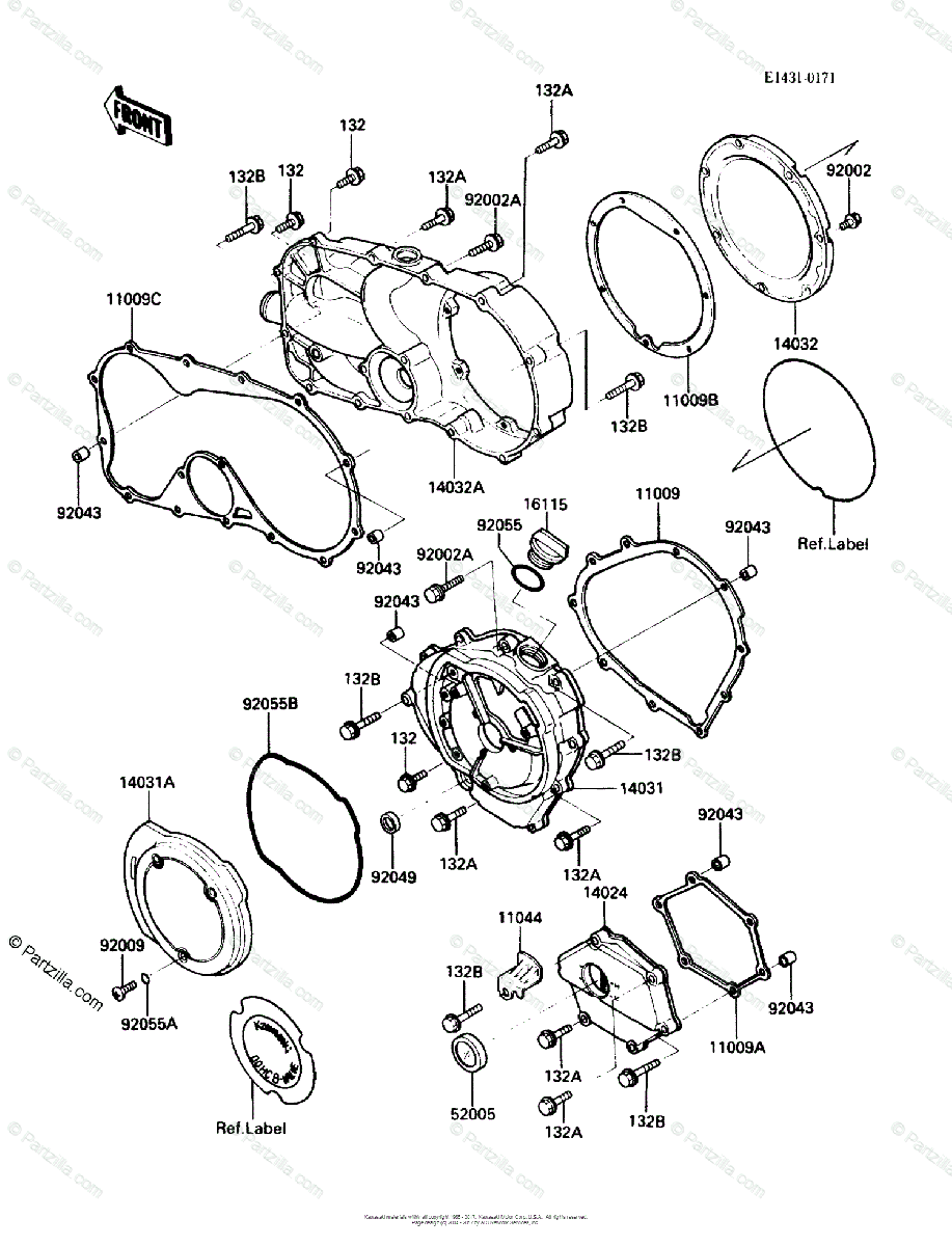 Kawasaki Motorcycle 1986 OEM Parts Diagram for Engine Cover(s) | Partzilla.com