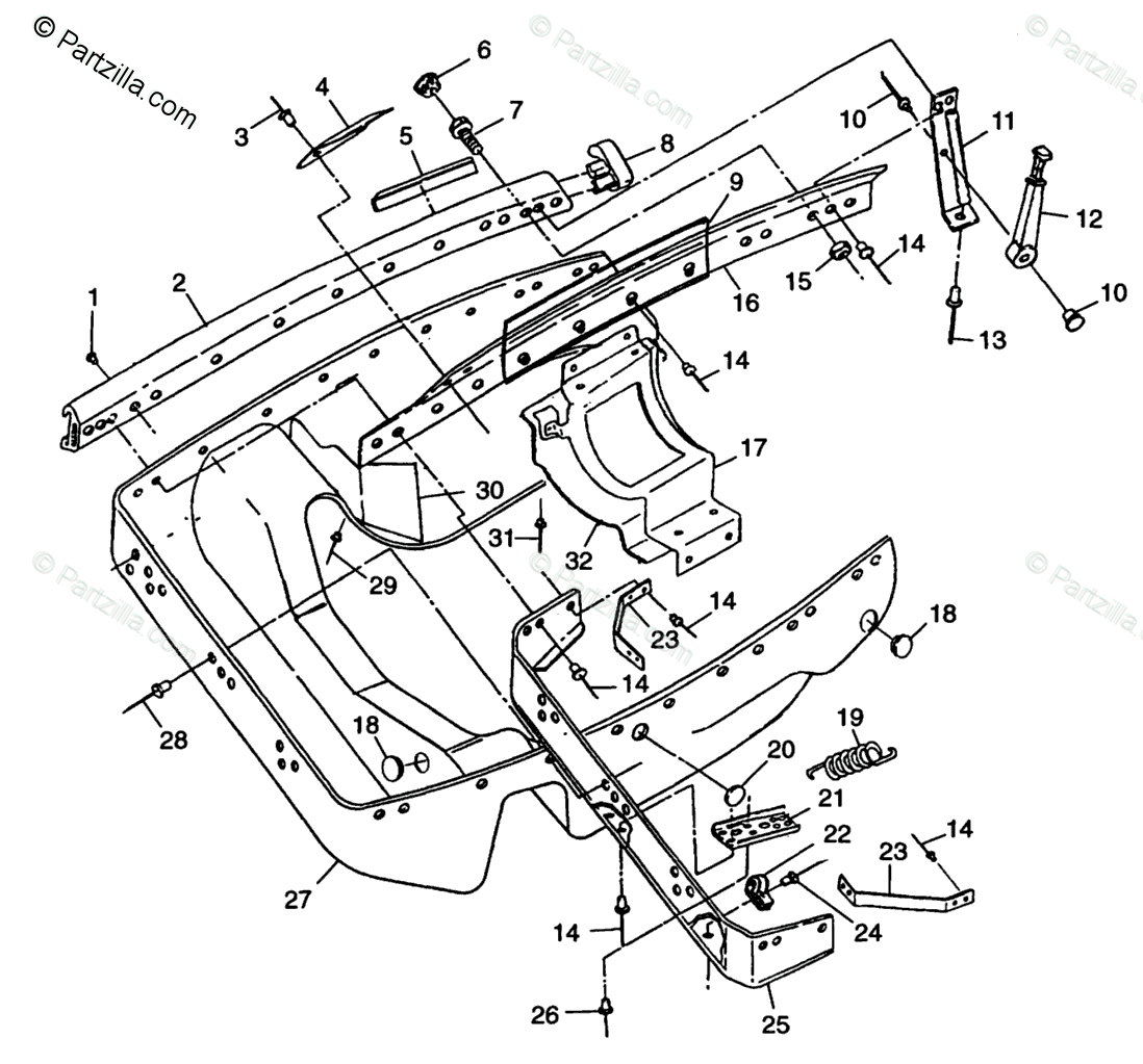 Polaris Snowmobile 1998 Oem Parts Diagram For Nosepan 600