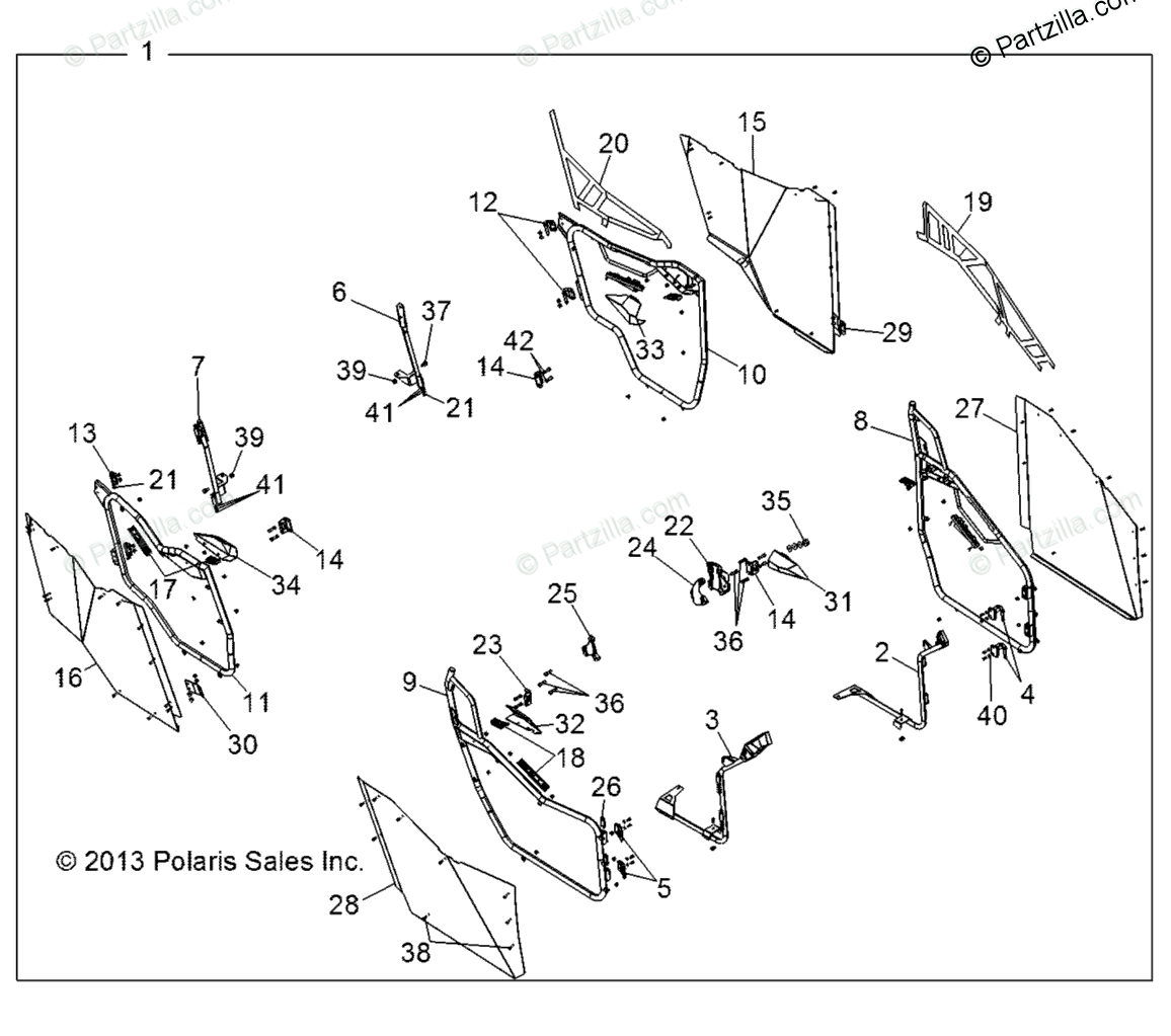 Polaris Side By Side 2013 Oem Parts Diagram For Body  Door