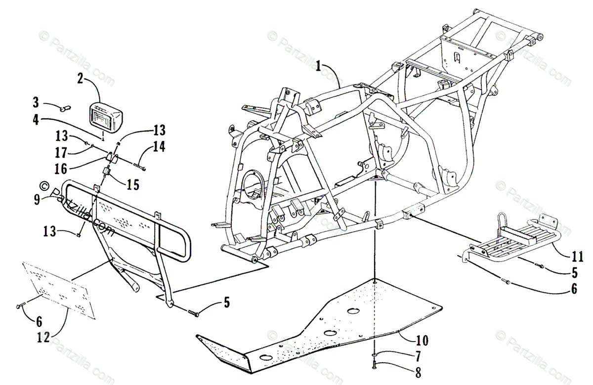 Arctic Cat ATV 1998 OEM Parts Diagram for Frame And ...