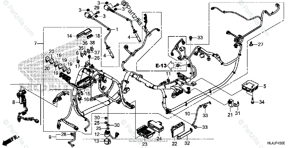 Honda Side By Side 2018 Oem Parts Diagram For Wire Harness