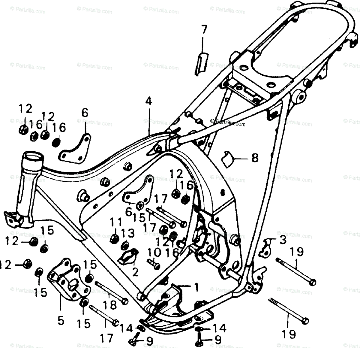 Honda Motorcycle 1978 Oem Parts Diagram For Frame