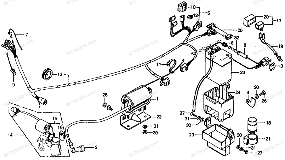Honda Motorcycle 1979 Oem Parts Diagram For Wire Harness