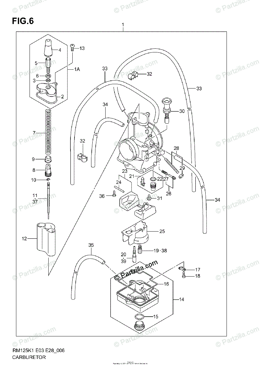 Suzuki Motorcycle 2001 OEM Parts Diagram for CARBURETOR (MODEL K1