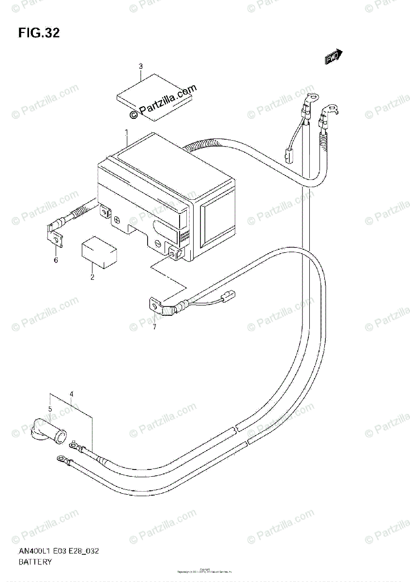 Suzuki Scooters 2011 Oem Parts Diagram For Battery  An400