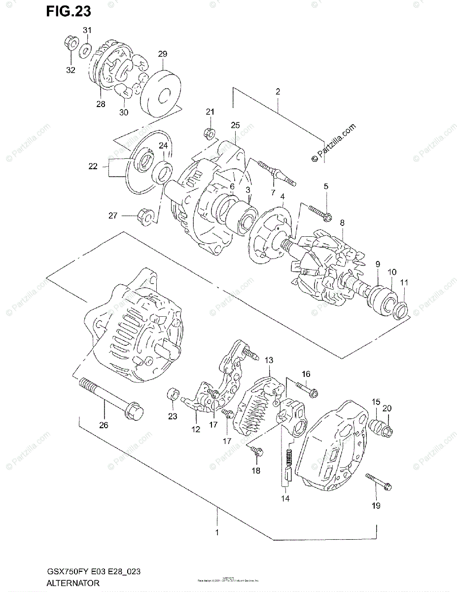 Suzuki Motorcycle 2001 Oem Parts Diagram For Alternator