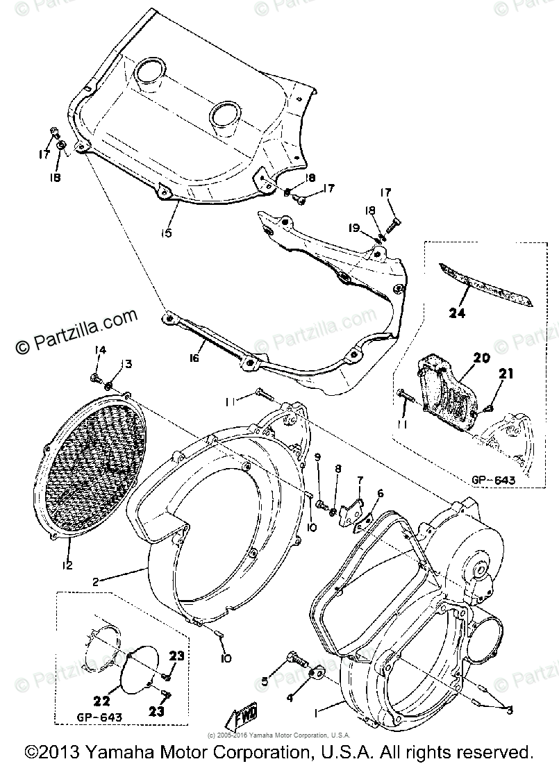 Yamaha Snowmobile 1972 Oem Parts Diagram For Fan Case