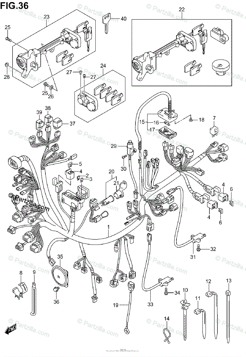 Suzuki Scooters 2003 OEM Parts Diagram for Wiring Harness (AN650K3
