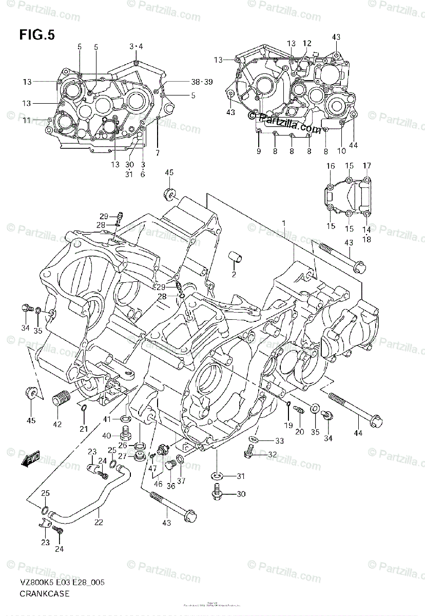 Suzuki Motorcycle 2005 OEM Parts Diagram for Crankcase | Partzilla.com