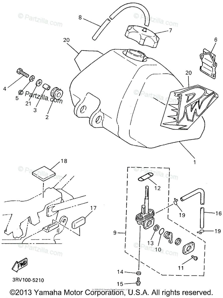 Yamaha Motorcycle 1995 OEM Parts Diagram for FUEL TANK | Partzilla.com