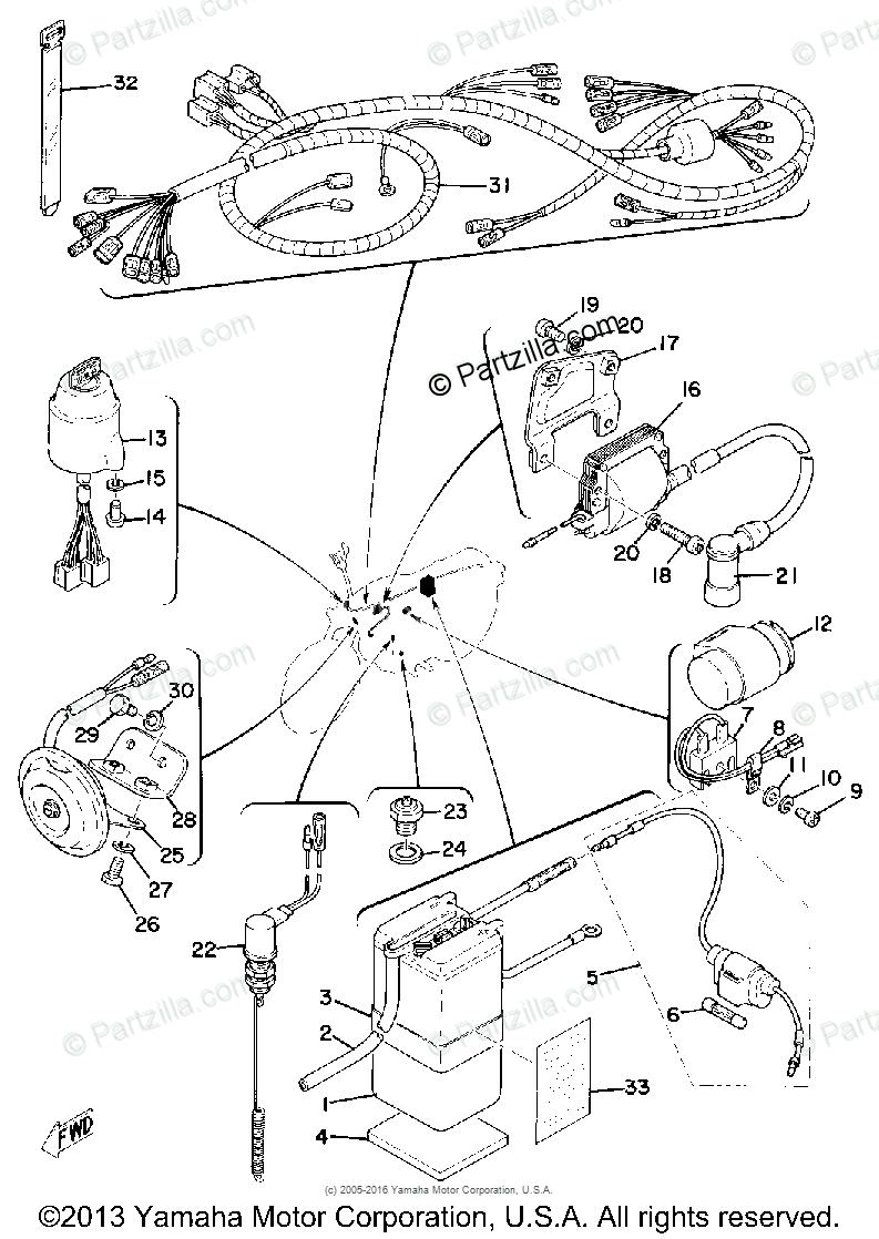 Yamaha Motorcycle 1976 OEM Parts Diagram for ELECTRICAL | Partzilla.com