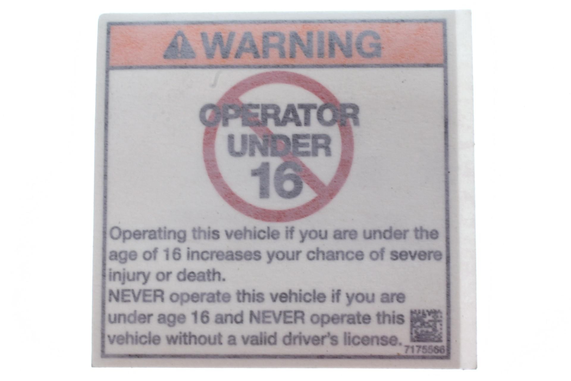 7175374 DECAL, AGE WARNING, 16