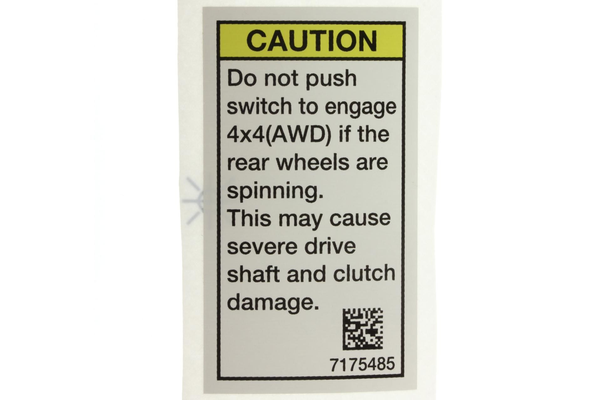 7079780 Decal, Switch Warning, AWD