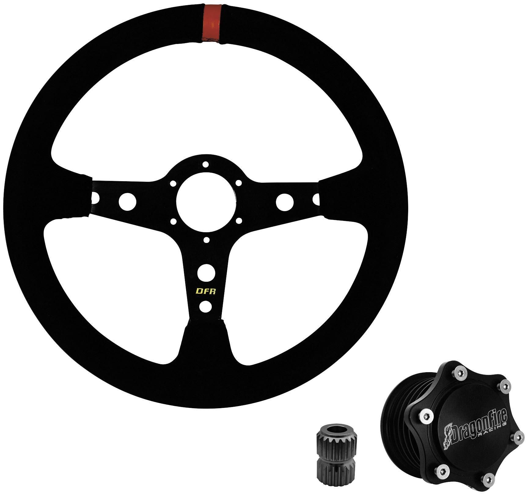 4M2E-DRAGONFIRE-04-2001 Quick-Release Steering Wheel Kit - Sport - Round Suede