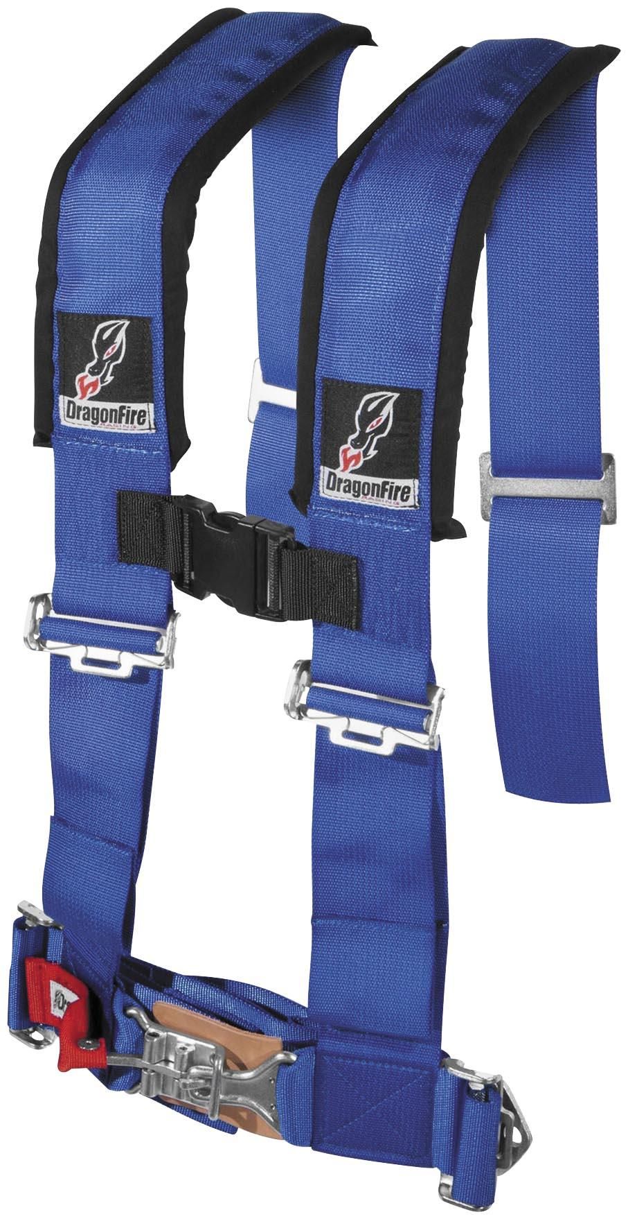 4M03-DRAGONFIRE-14-0032 4-Point Racing Harness Restraints - 3in. Sewn Blue
