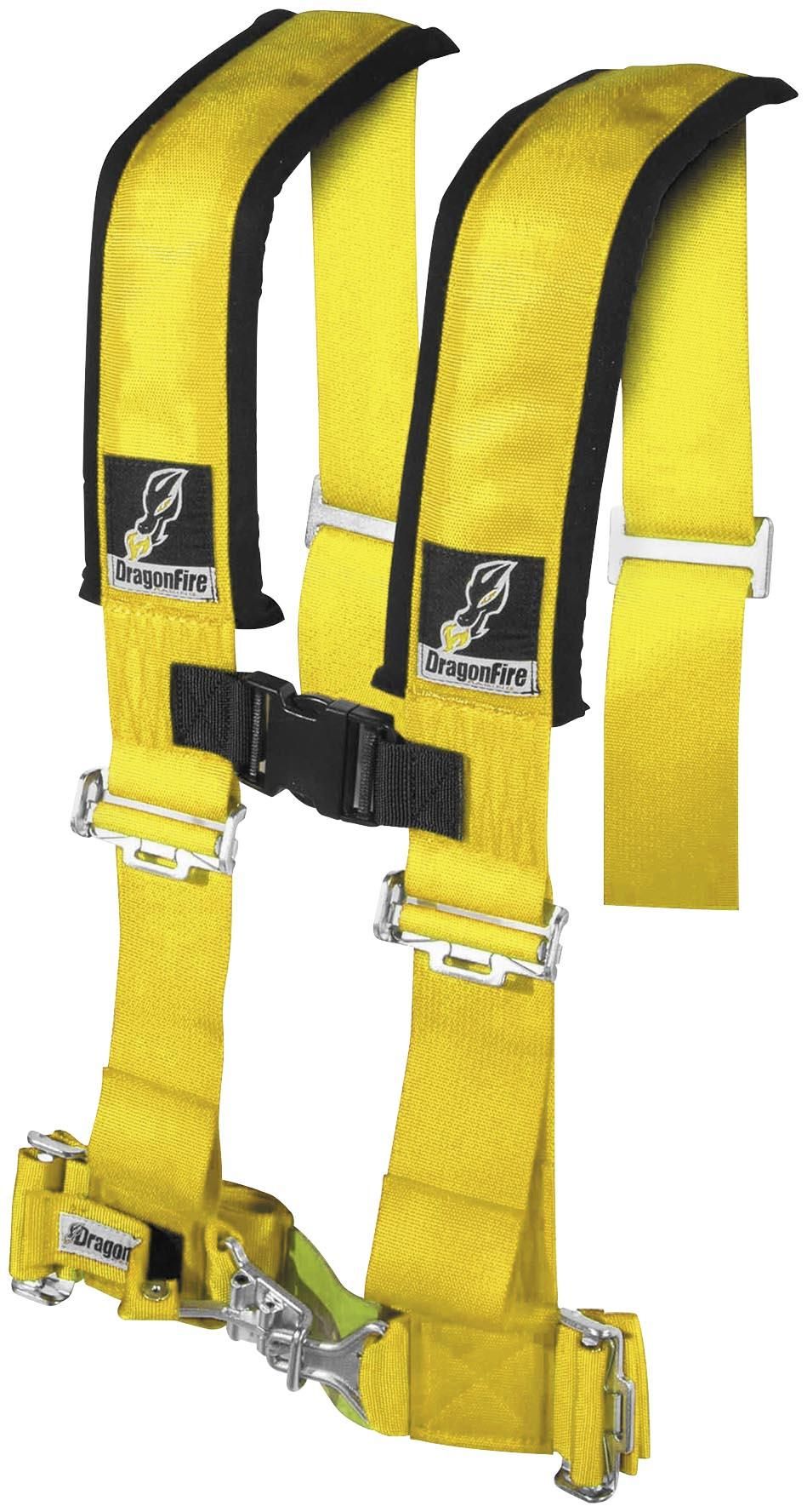 4LZH-DRAGONFIRE-14-0034 4-Point Racing Harness Restraints - 3in. Sewn - Yellow