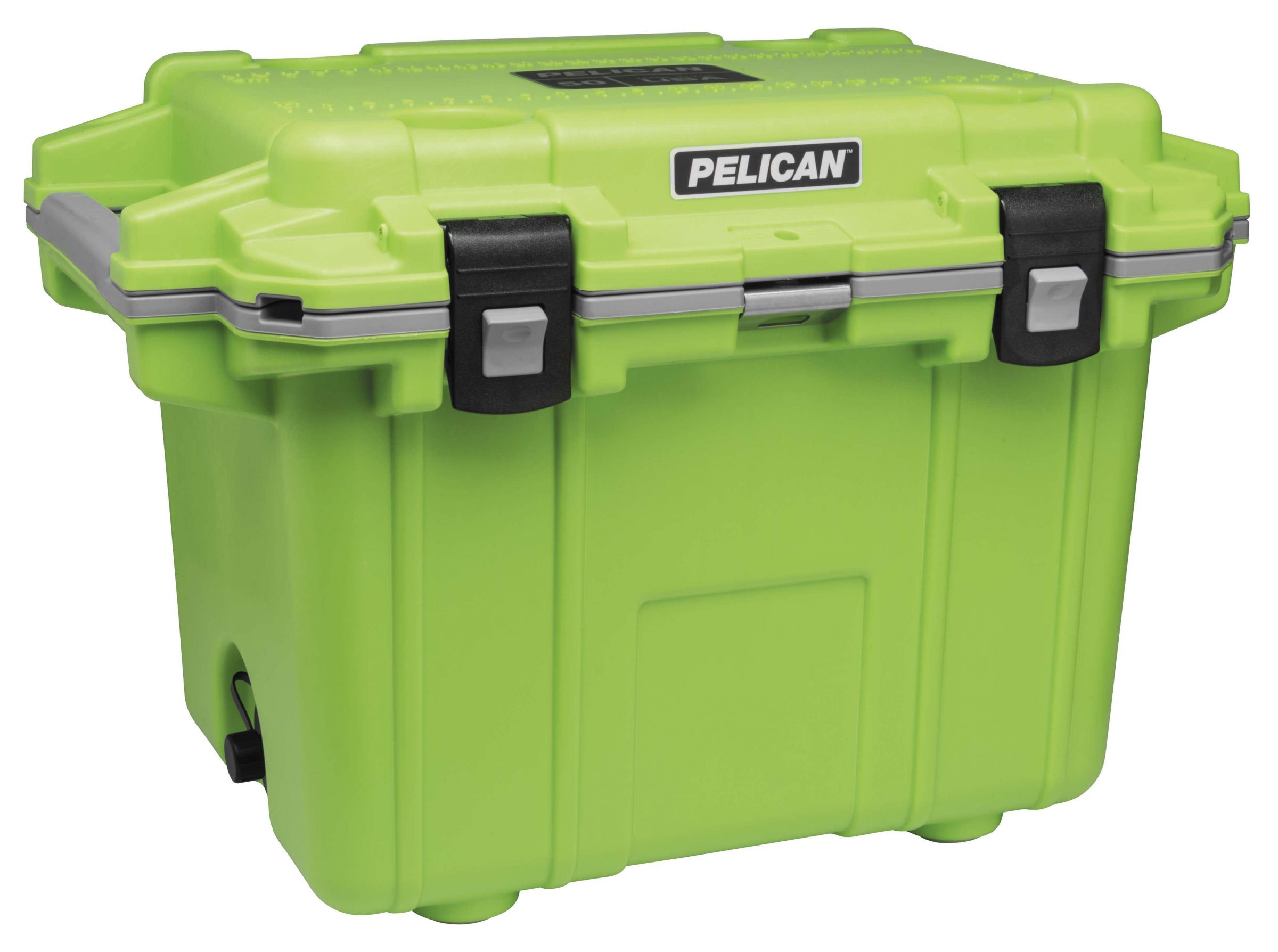 4PUR-PELICAN-P-50Q-1-GRBGRY 50 qt. Injection-Molded Cooler - Lime Green/Gray