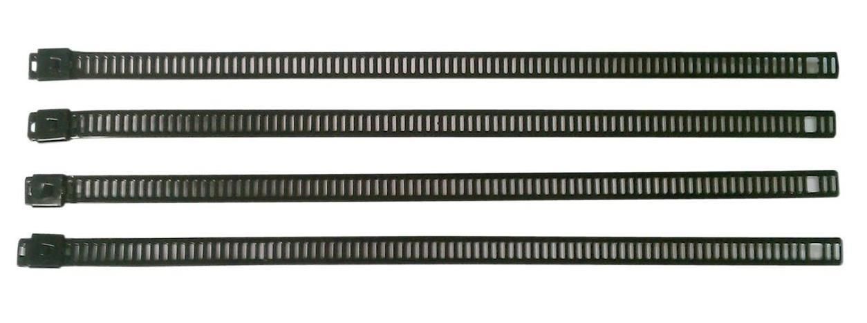 21TH-CYCLE-PERFO-CPP-9072 Stainless Steel 8in. Tie Wraps - Black - 4pk