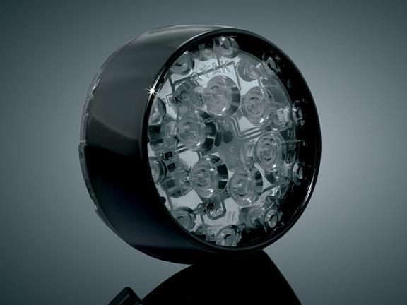 24FW-KURYAKYN-5456 LED Front Turn Signal Inserts - Bullet Style - Gloss Black Bezel/Smoke Lens