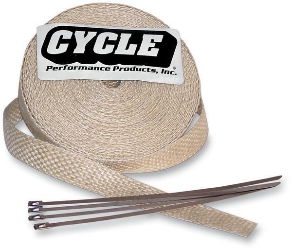 21NG-CYCLE-PERFO-CPP-9043 Exhaust Pipe Wrap with Tie Wraps - 2in. x 25ft. - Natural