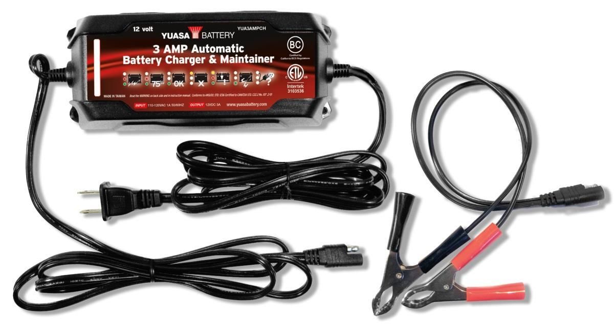 8SFY-YUASA-YUAM3AMPCH 12 Volt 3 Amp Battery Charger
