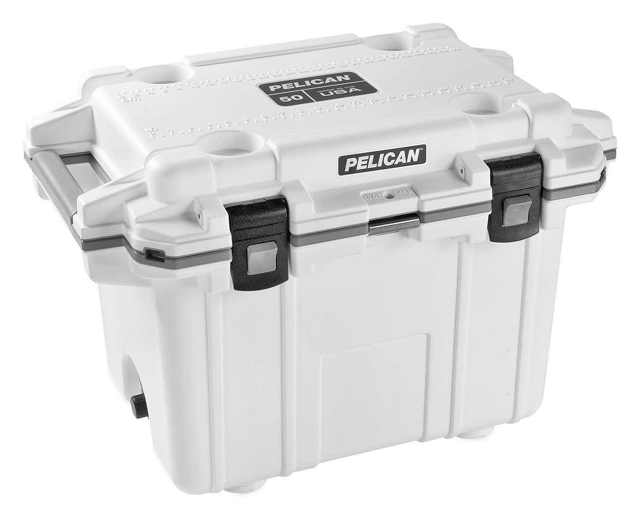 4PUT-PELICAN-P-50Q-1-WHTGRY 50 qt. Injection-Molded Cooler - White/Gray