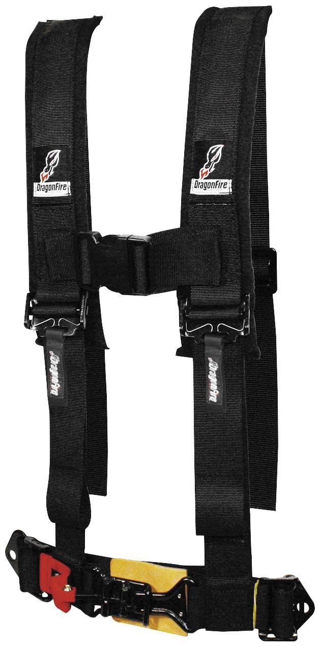 4LZI-DRAGONFIRE-14-0022 4-Point Racing Harness Restraints - 2in Sewn Black - Youth