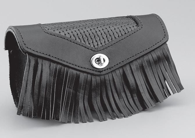 08L52-MEG-100B LEATHER FRONT POUCH - FRINGED