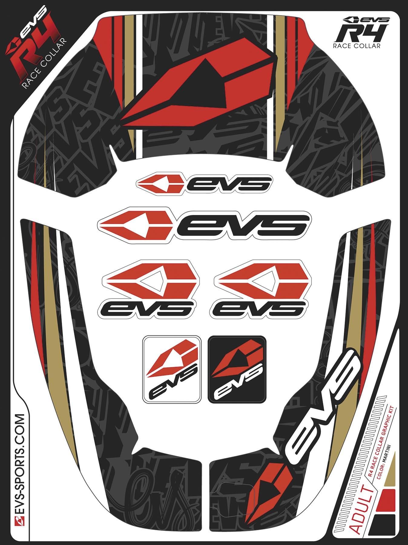 4YKC-EVS-R4G-MBK-Y R4 Race Youth Collar Graphics Kit - Martini Black