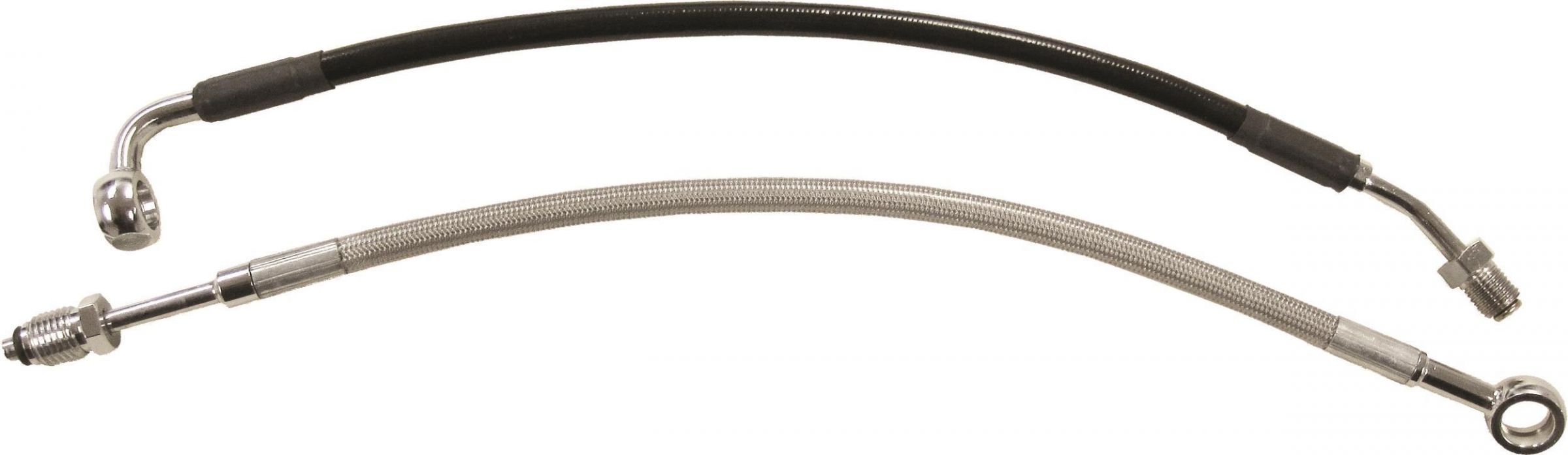 86OM-GOODRIDG-HD0006-1CCH-4 Stainless Steel Braided Hydraulic Clutch Line Kit - 4in. Over Stock - Clear Coated